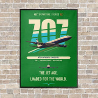 Thumbnail for Boeing 707-320C vertical canvas print - framed - green background