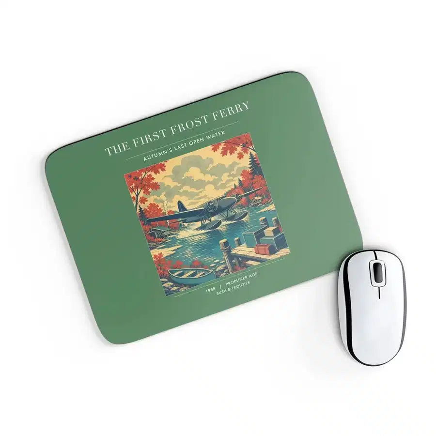 VINTAGE G4433 - The First Frost Ferry - Designed Mouse Pads design on green rectangle