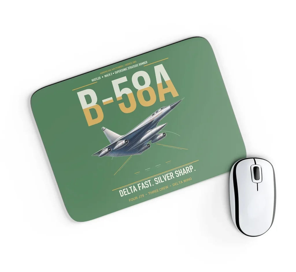 B-58A Hustler design on green rectangle mouse pad