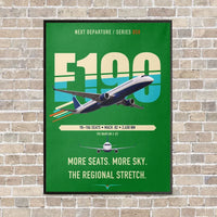 Thumbnail for Embraer E190 vertical canvas print - framed - green background