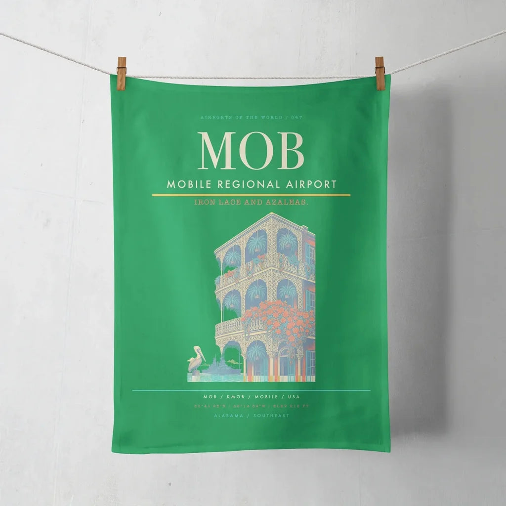 Mobile Regional Airport (MOB) design on green towel