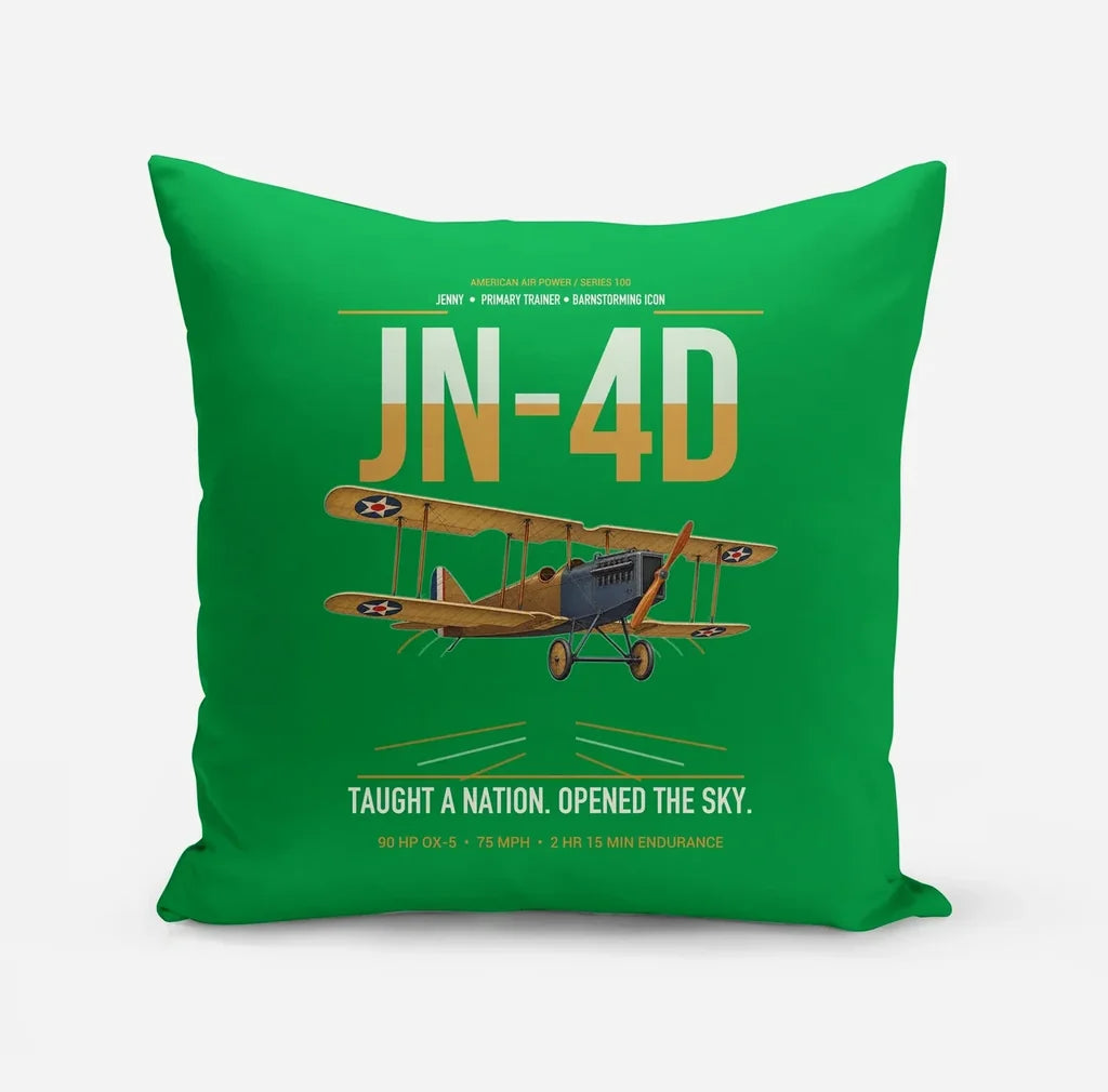 Curtiss JN-4D Jenny design on green pillow