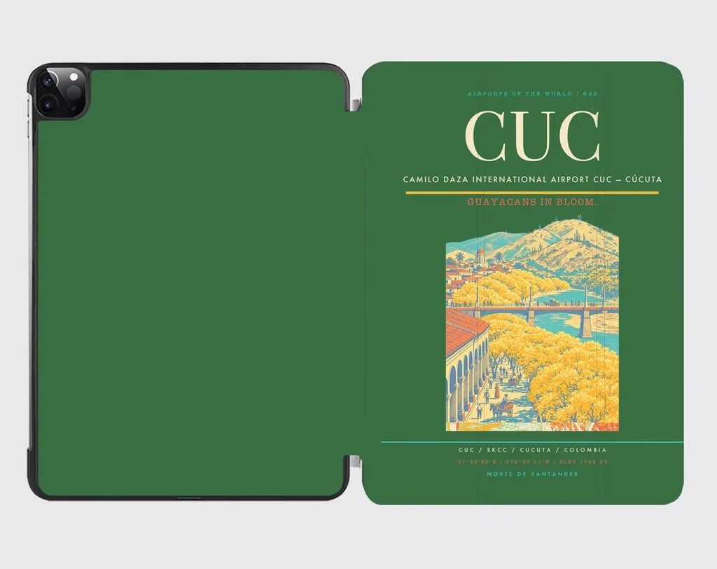 Camilo Daza International Airport (CUC) design on green ipad tablet case