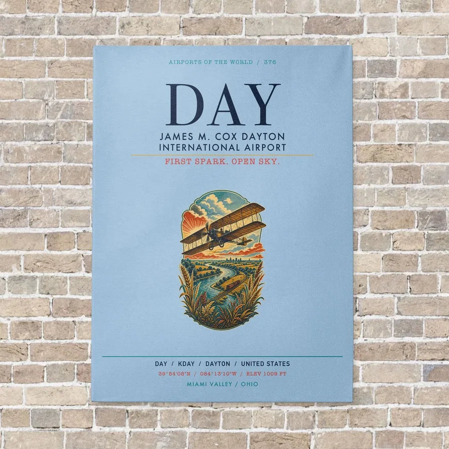 James M. Cox Dayton International Airport DAY vertical canvas print - no frame - light blue background