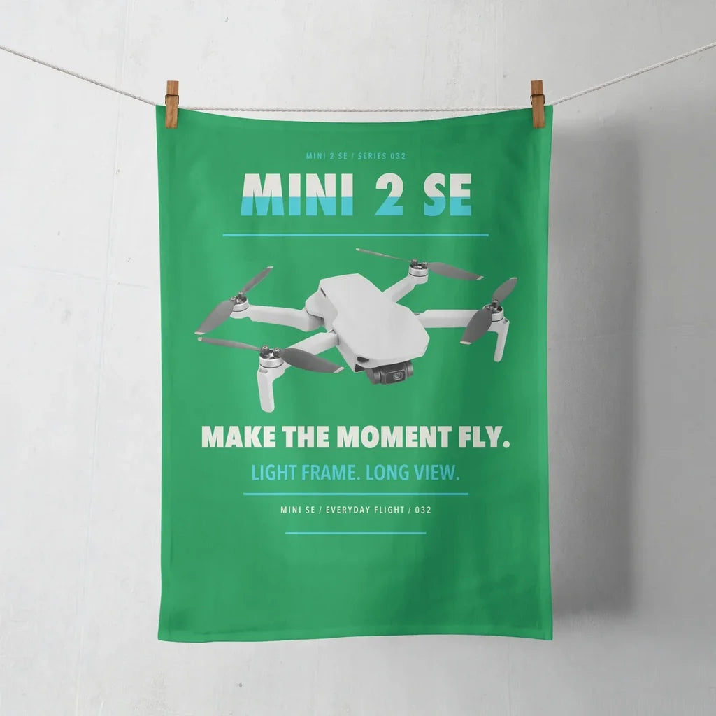 DJI Mini 2 SE design on green towel