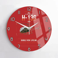 Thumbnail for Bell H-13G Sioux design on red no frame wall clock