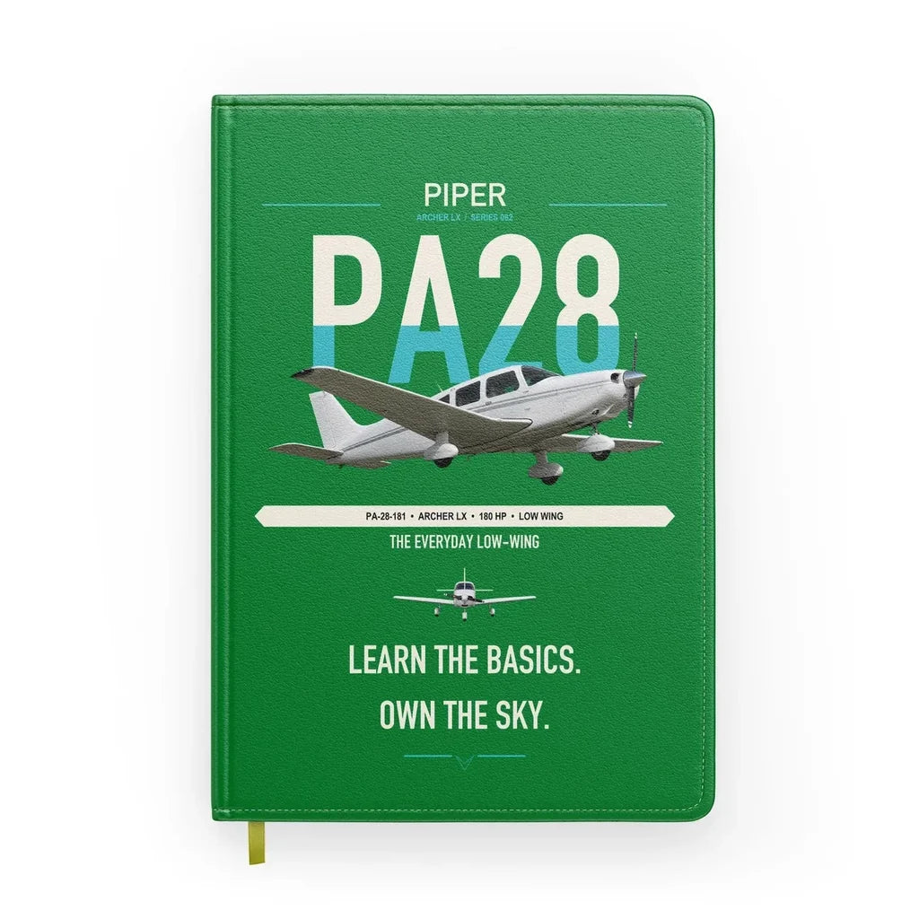 Piper PA-28-181 Archer LX design on green notebook