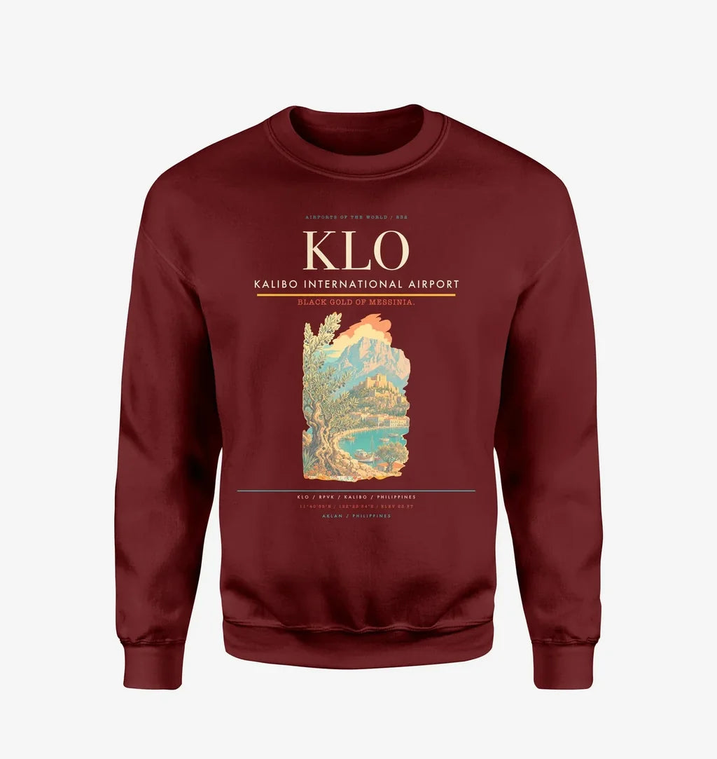 Kalibo International Airport (KLO) design on wine red sweatshirt