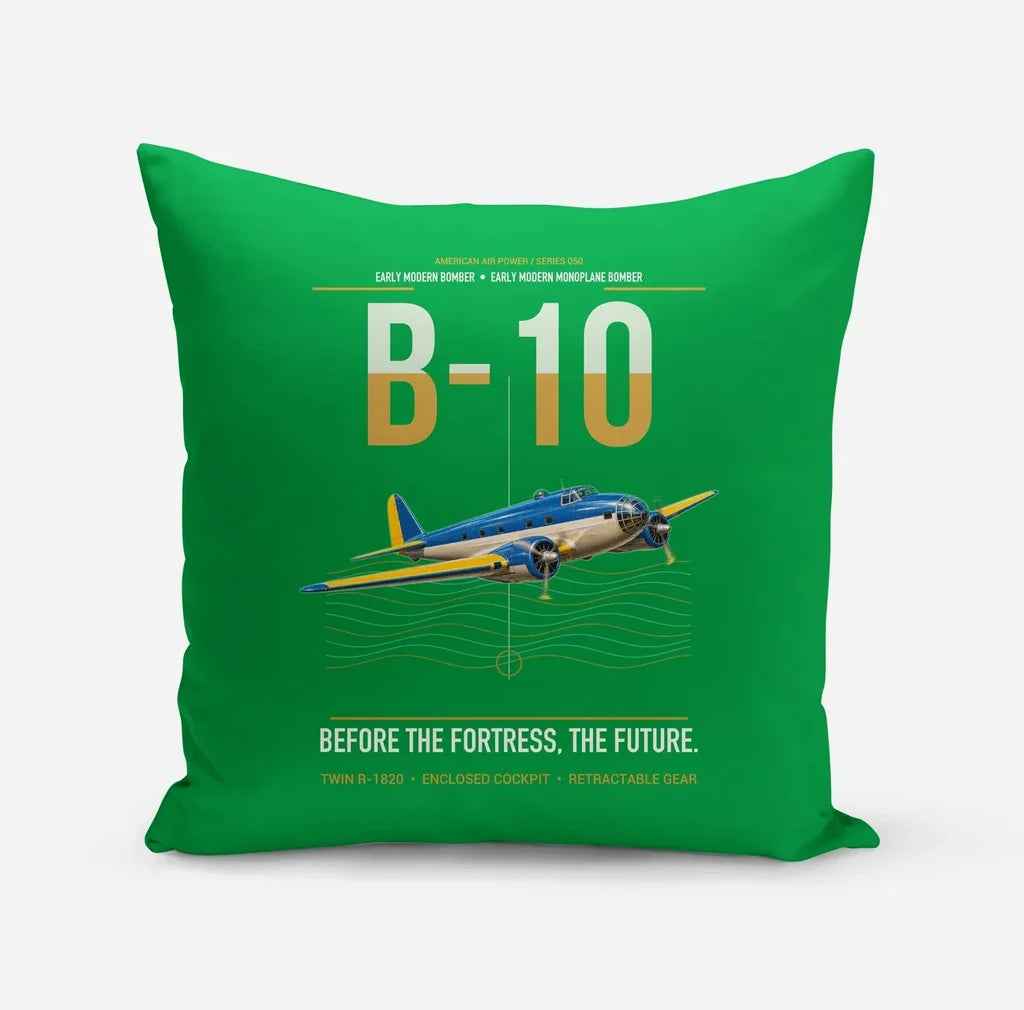 Martin B-10 design on green pillow