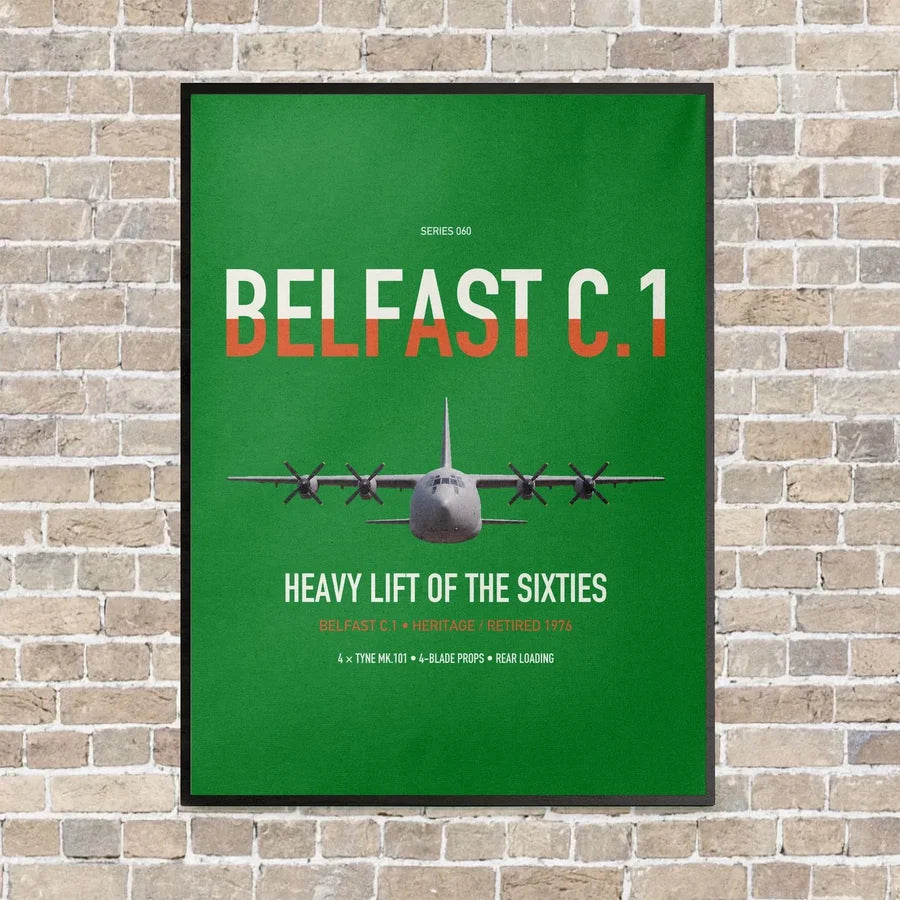 Short Belfast C.1 vertical canvas print - framed - green background