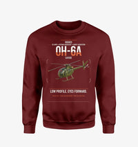 Thumbnail for Hughes OH-6A Cayuse design on wine red sweatshirt
