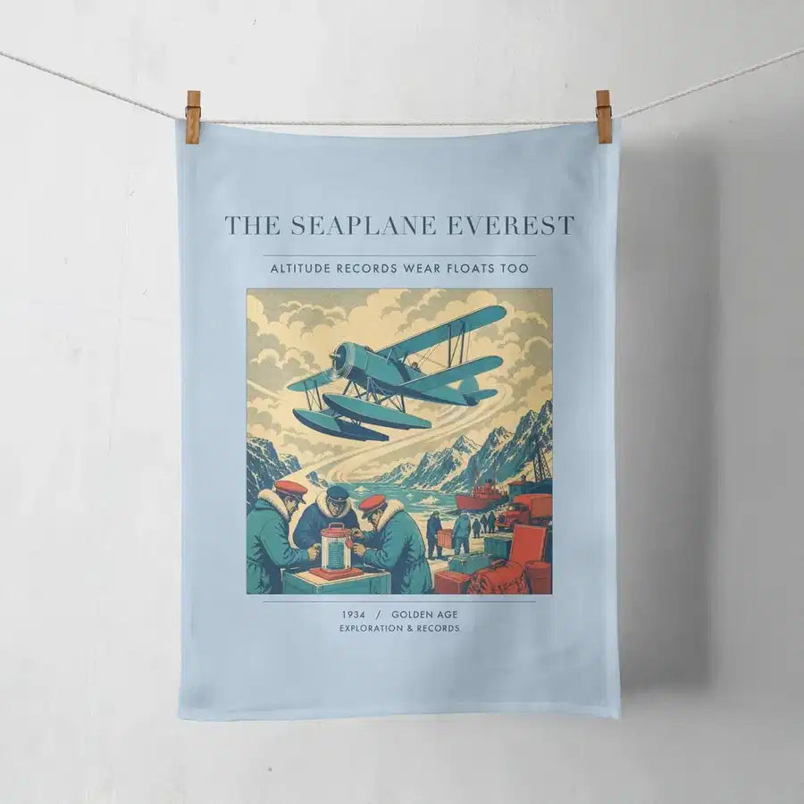 VINTAGE G4296 - The Seaplane Everest - Designed Towels design on lightblue