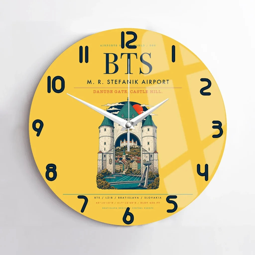 M. R. Stefanik Airport BTS Wall-Clock No-Frame - Yellow