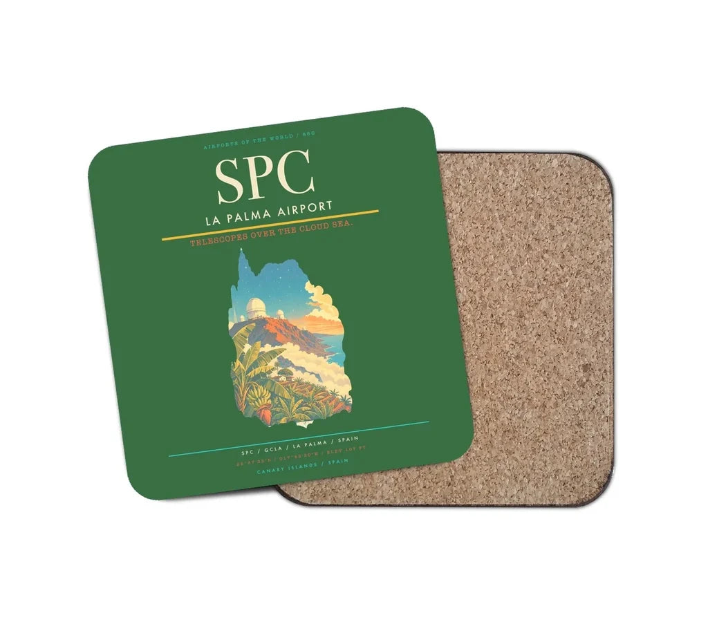 La Palma Airport (SPC) design on green 1 piece coaster