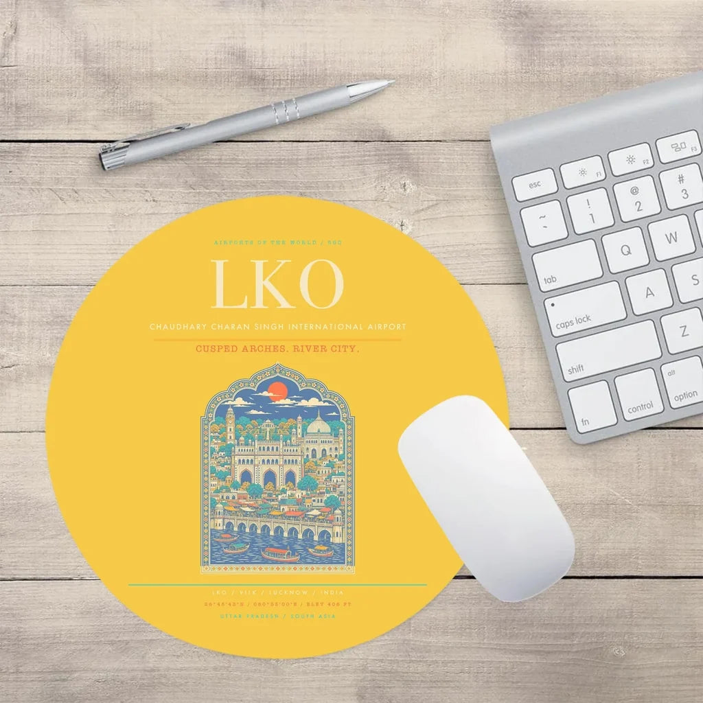 Chaudhary Charan Singh International Airport LKO Mouse-Pad Round - Yellow