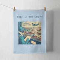 Thumbnail for VINTAGE G4198 - The Caribou Count - Designed Towels design on lightblue