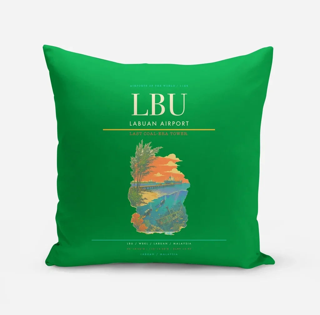 Labuan Airport (LBU) design on green pillow