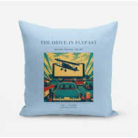 Thumbnail for VINTAGE G4397 - The Drive-In Flypast - Designed Pillows design on lightblue