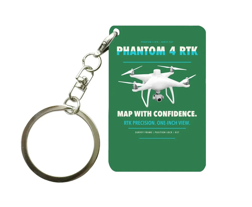 DJI Phantom 4 RTK Key Chain design on green key chain