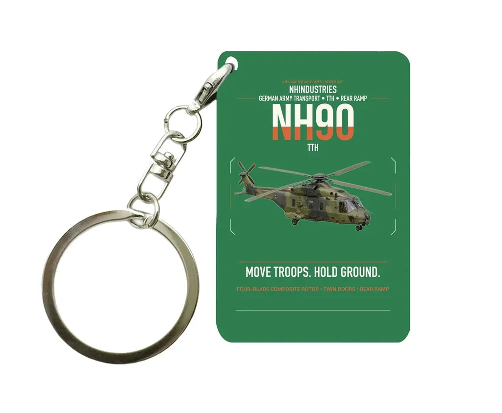 NHIndustries NH90 TTH design on green designed key chain, double-side print