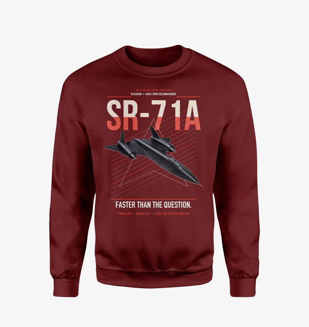 SR-71A Blackbird design on wine red sweatshirt