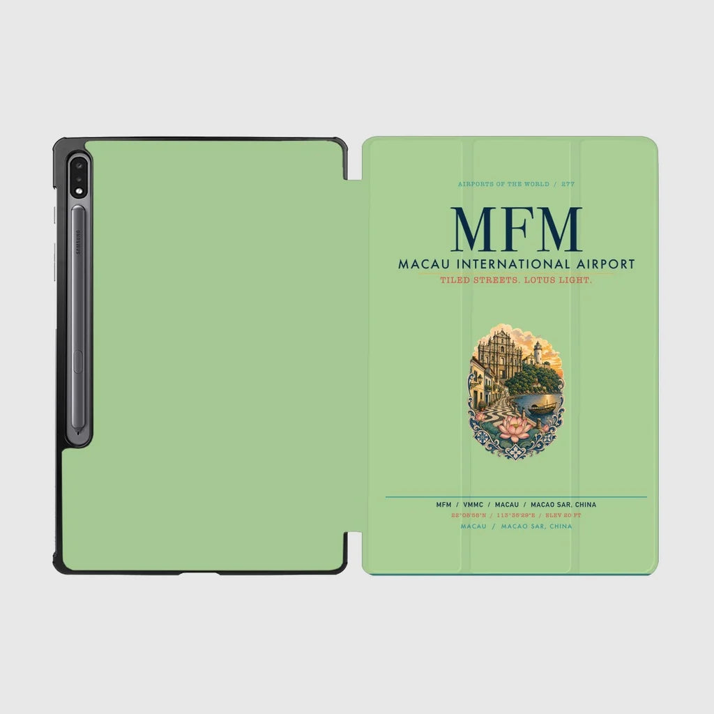 Macau International Airport (MFM) design on light green samsung tablet tablet case