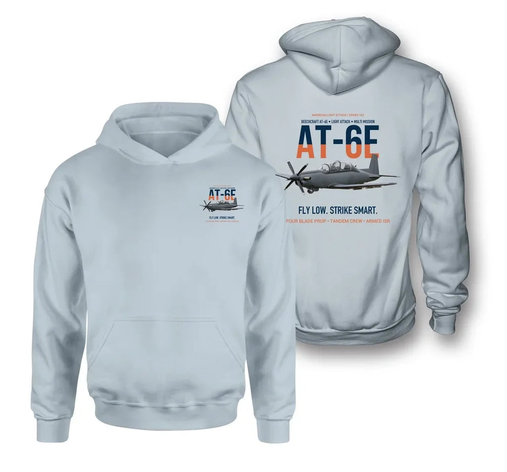 AT-6E WOLVERINE design on light blue hoodie