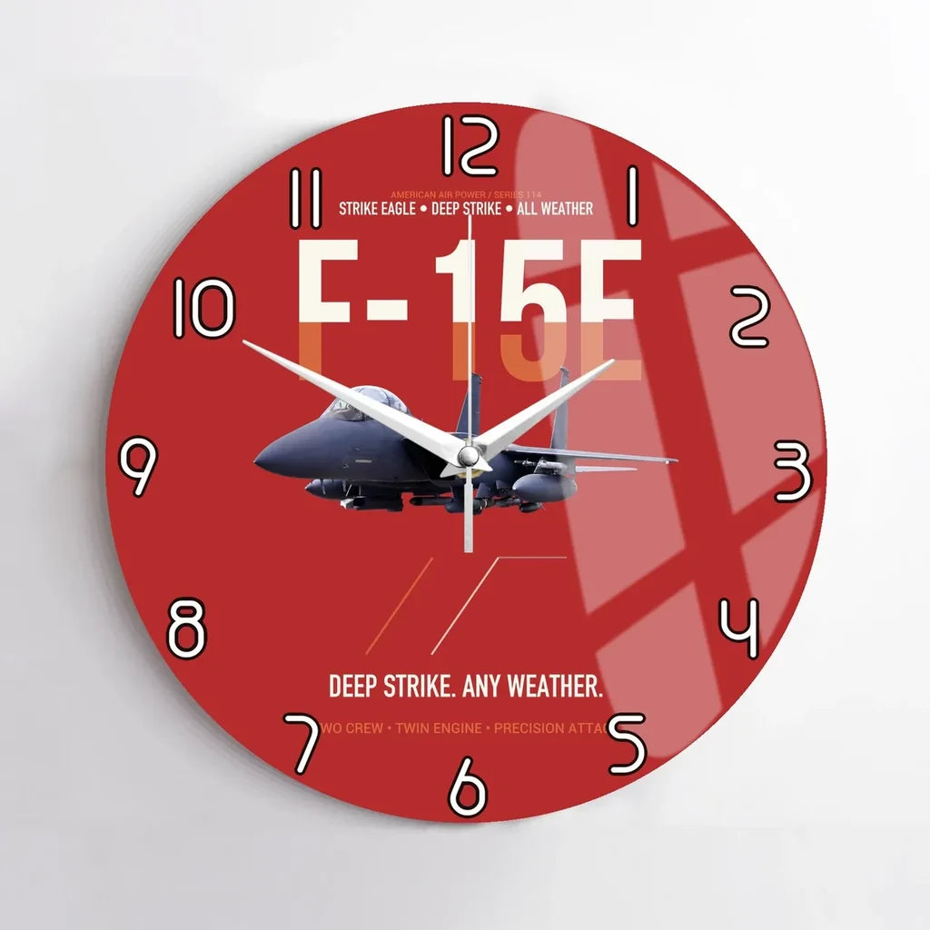 F-15E Strike Eagle Deep Strike Any Weather design on red no frame wall clock