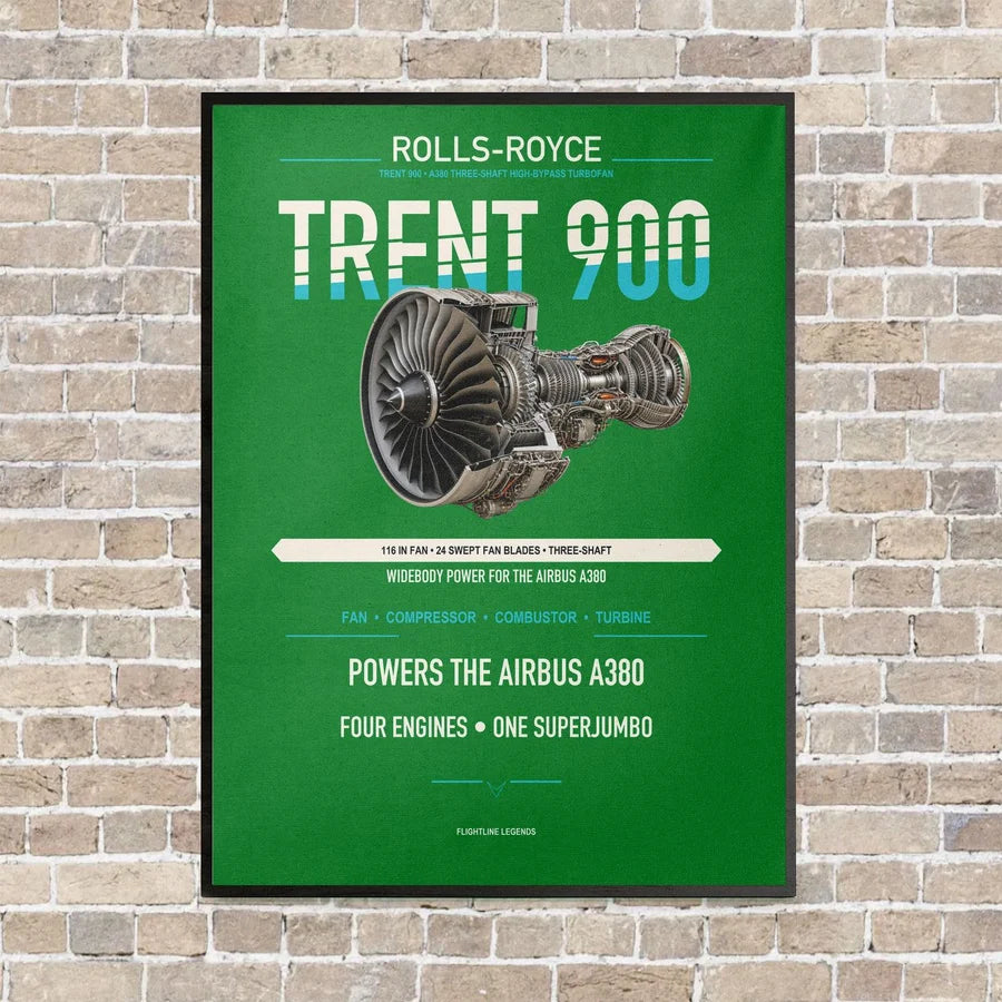 TRENT 900 vertical canvas print - framed - green background