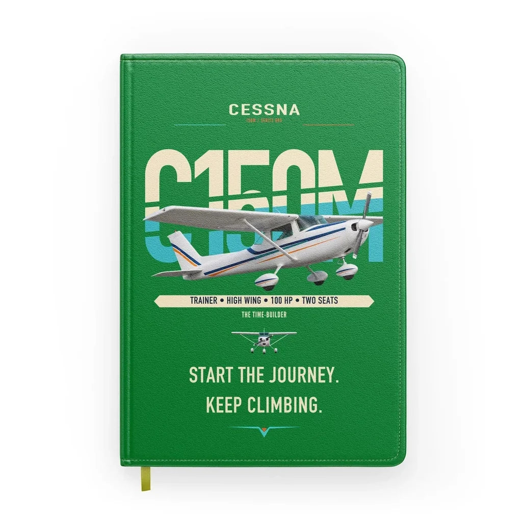 Cessna 150M design on green notebook