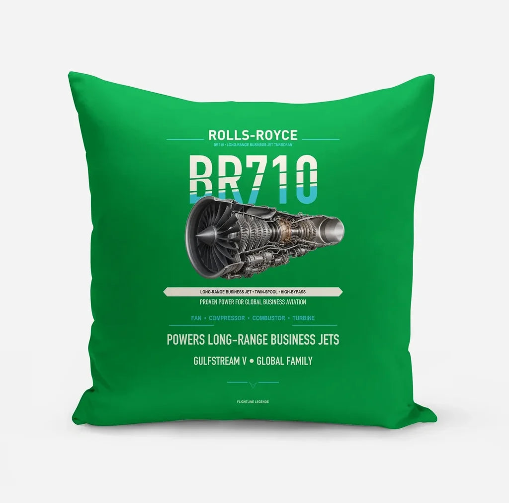 BR710 design on green pillow