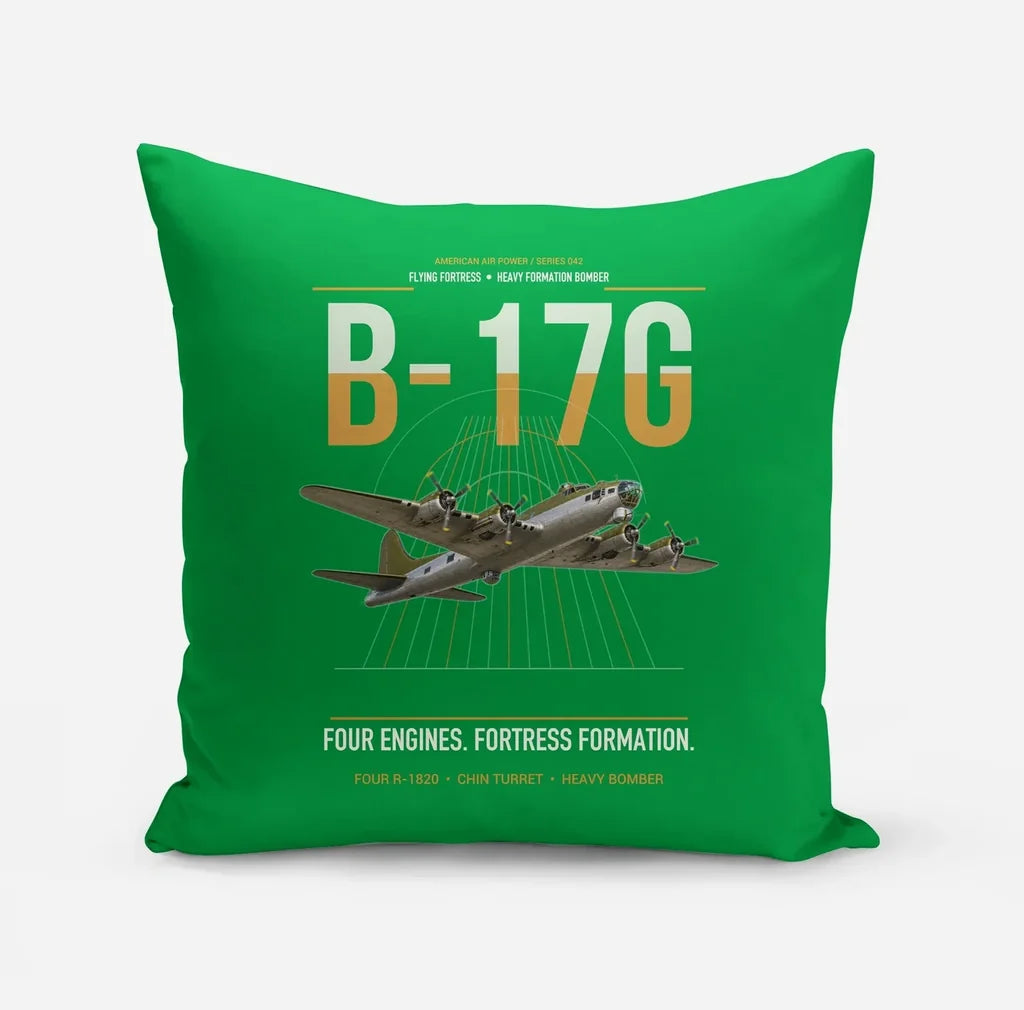 B-17G Flying Fortress design on green pillow