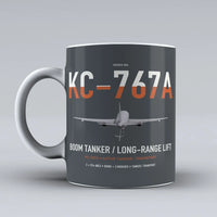 Thumbnail for Boeing KC-767A design on gray ceramic mug, double-side print