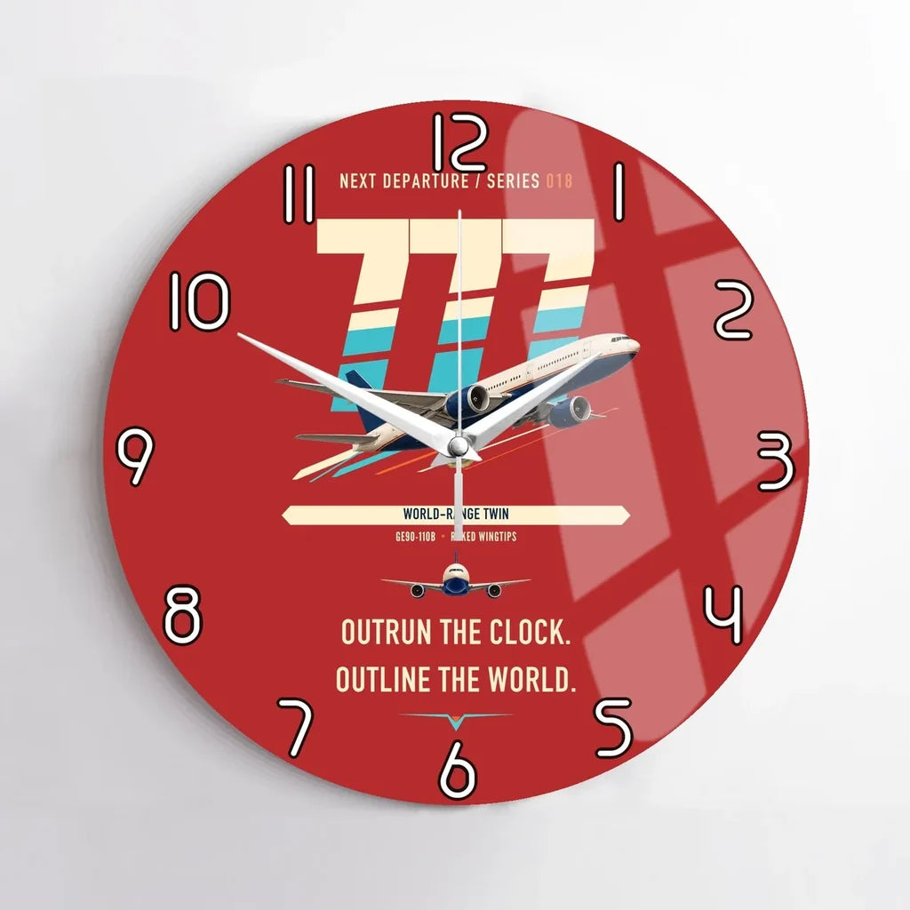 Boeing 777-200LR design on red no frame wall clock
