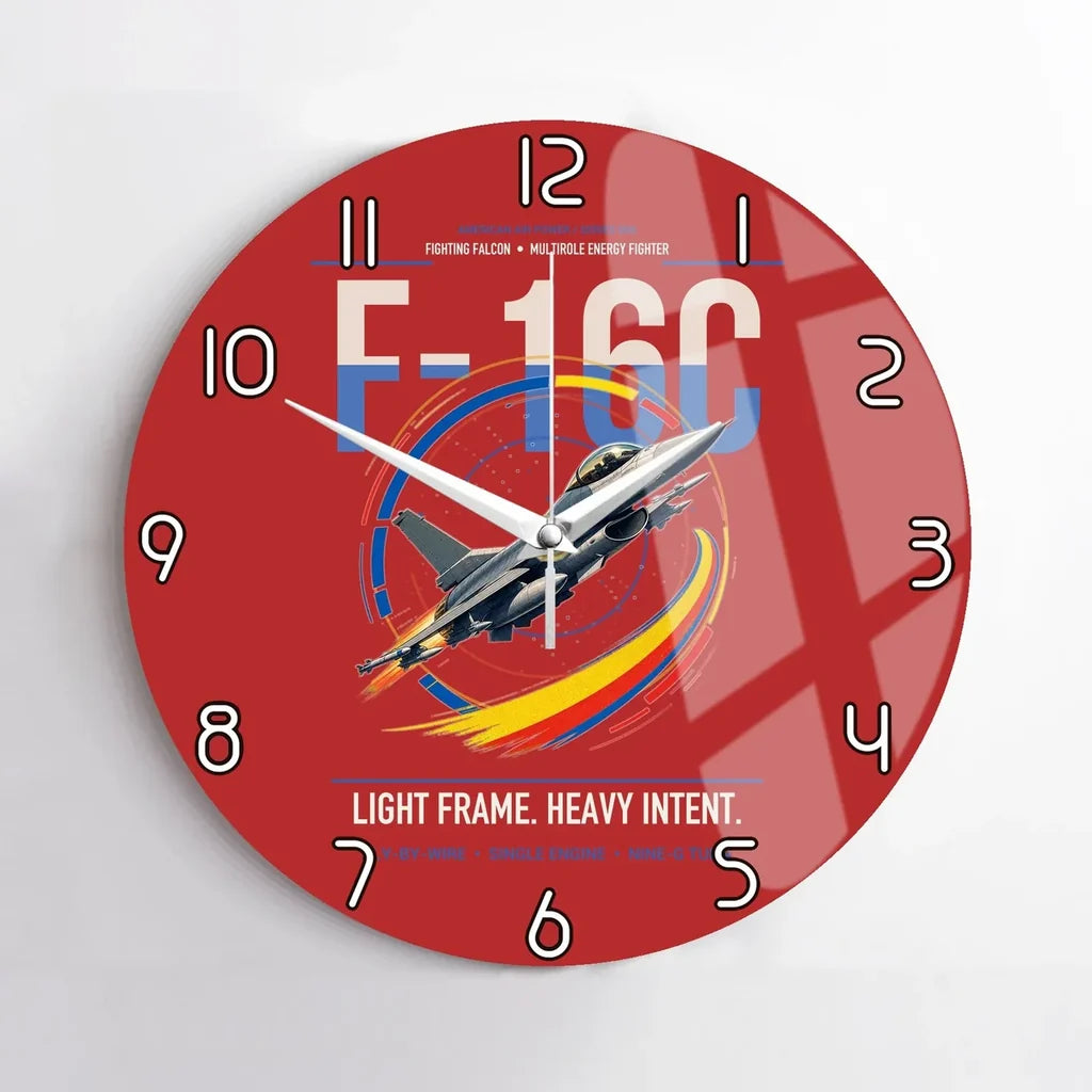 F-16C Fighting Falcon design on red no frame wall clock