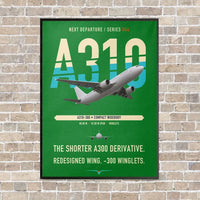 Thumbnail for Airbus A310-300 vertical canvas print - framed - green background