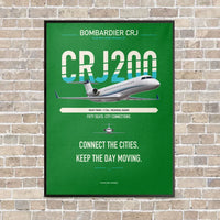 Thumbnail for Bombardier CRJ200 vertical canvas print - framed - green background