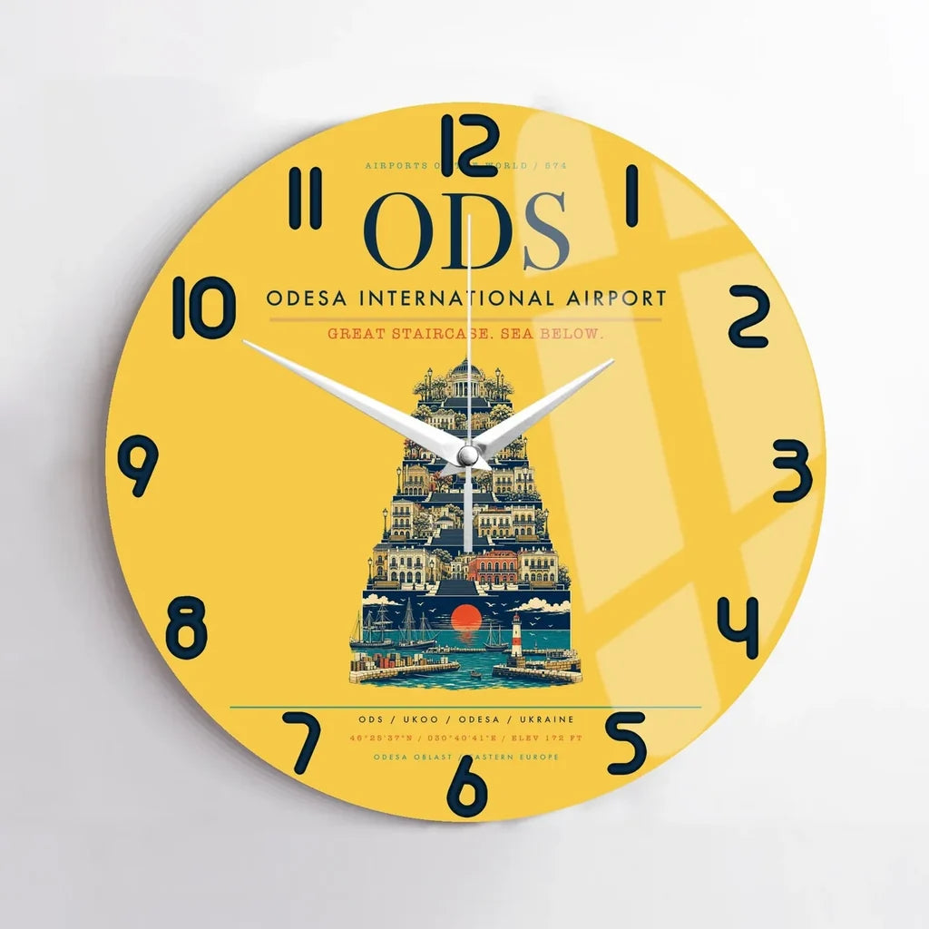 Odesa International Airport ODS Wall-Clock No-Frame - Yellow