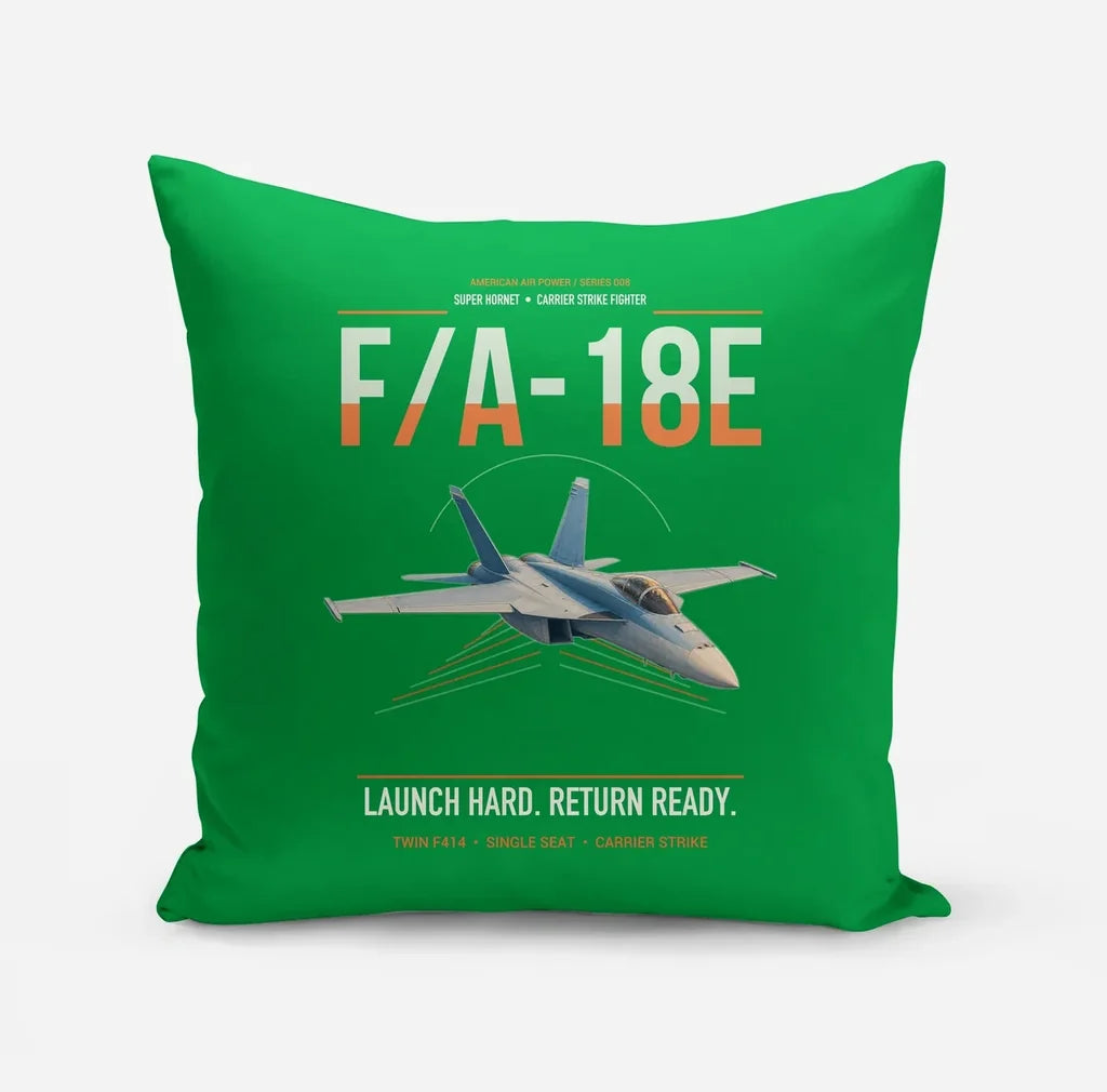 F-A-18E Super Hornet design on green pillow