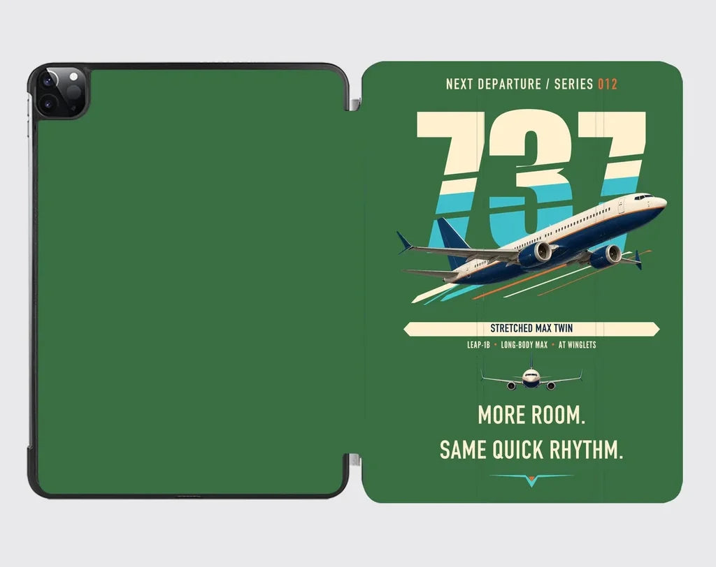 Boeing 737 MAX 9 design on green ipad tablet case