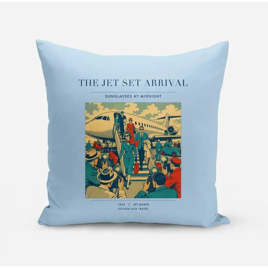 VINTAGE G4121 - The Jet Set Arrival - Designed Pillows design on lightblue
