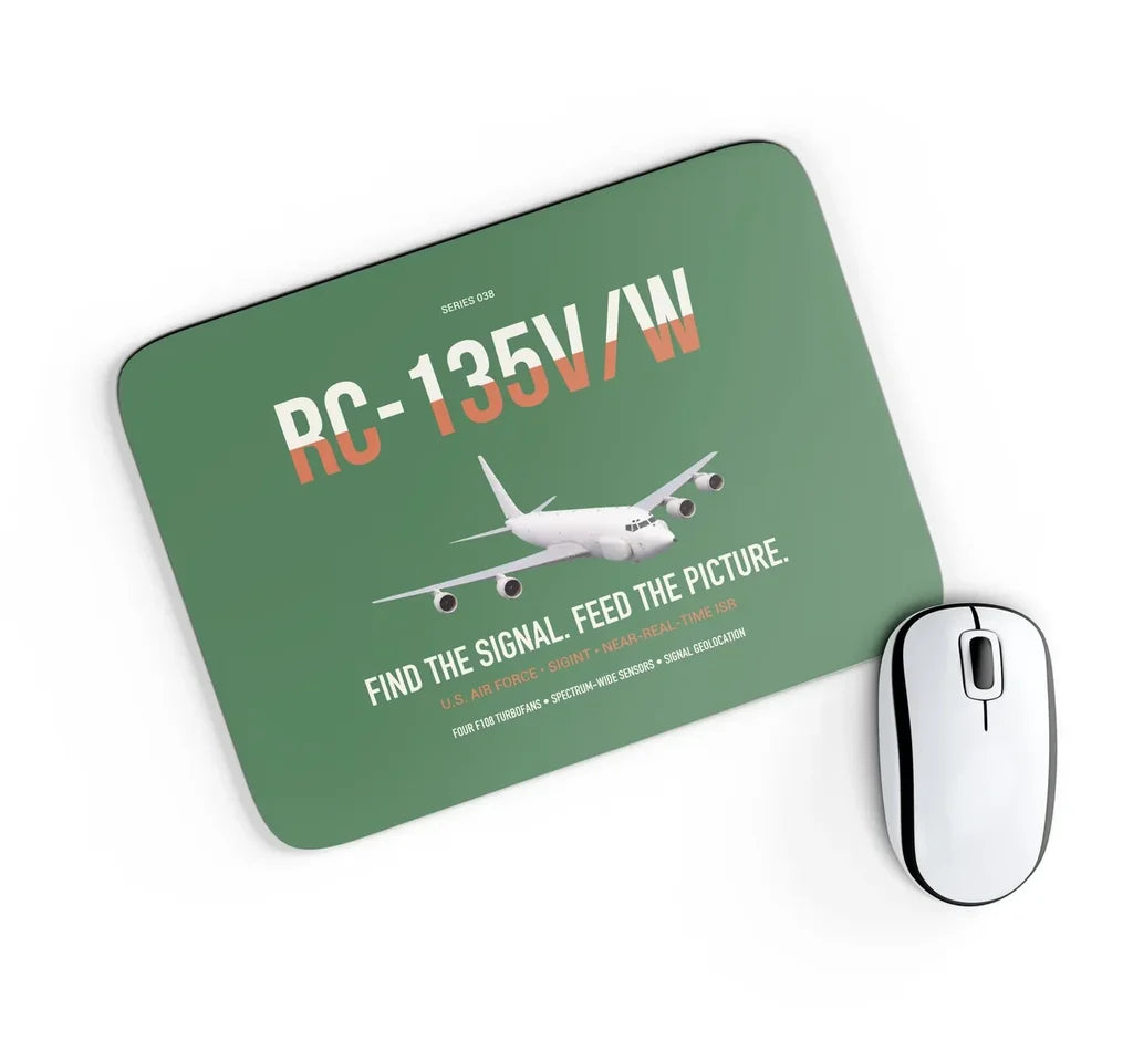 RC-135V W Rivet Joint design on green rectangle mouse pad