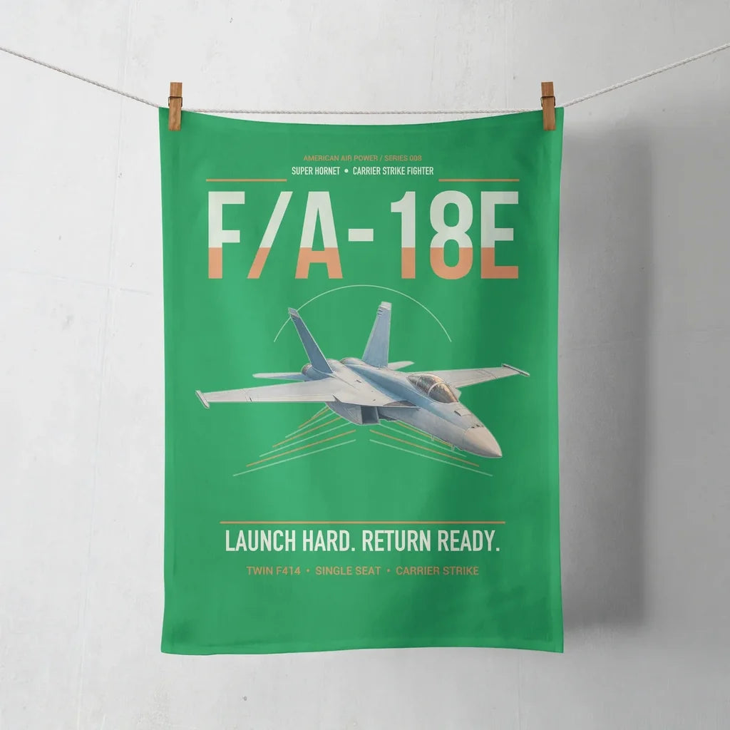 F-A-18E Super Hornet design on green towel