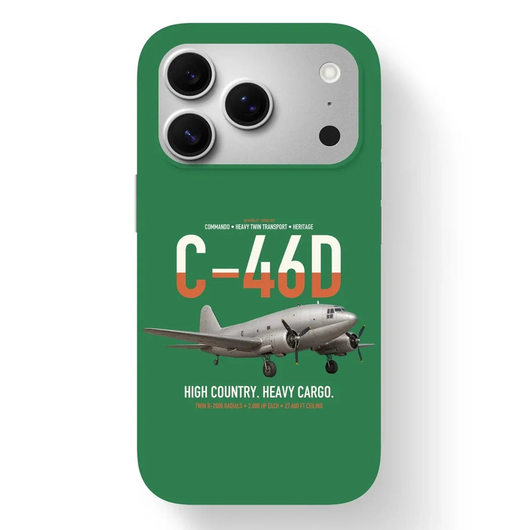 C-46D Commando design on green magsafe iphone case, for iPhone 17 Pro