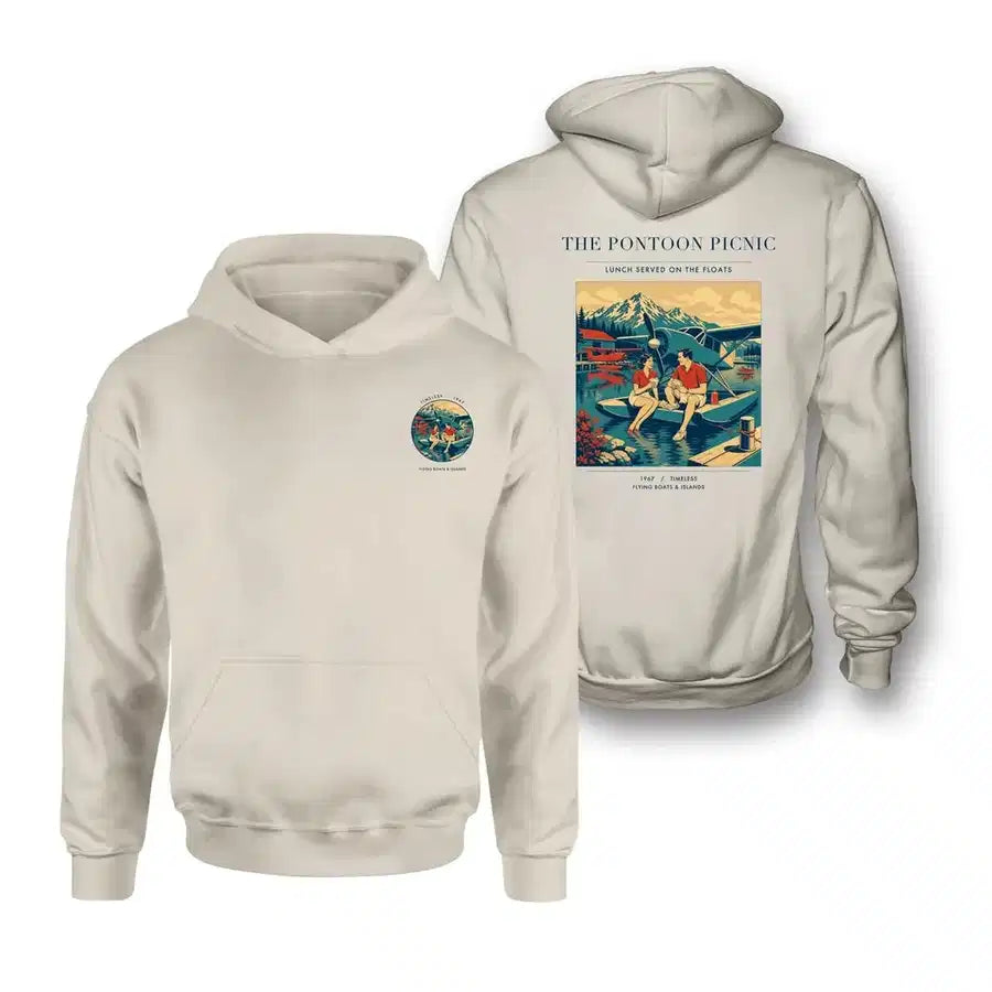 VINTAGE G4250 - The Pontoon Picnic - Double-Side Hoodie design on khaki double side