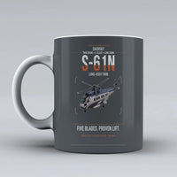 Thumbnail for Sikorsky S-61N design on gray ceramic mug, double-side print