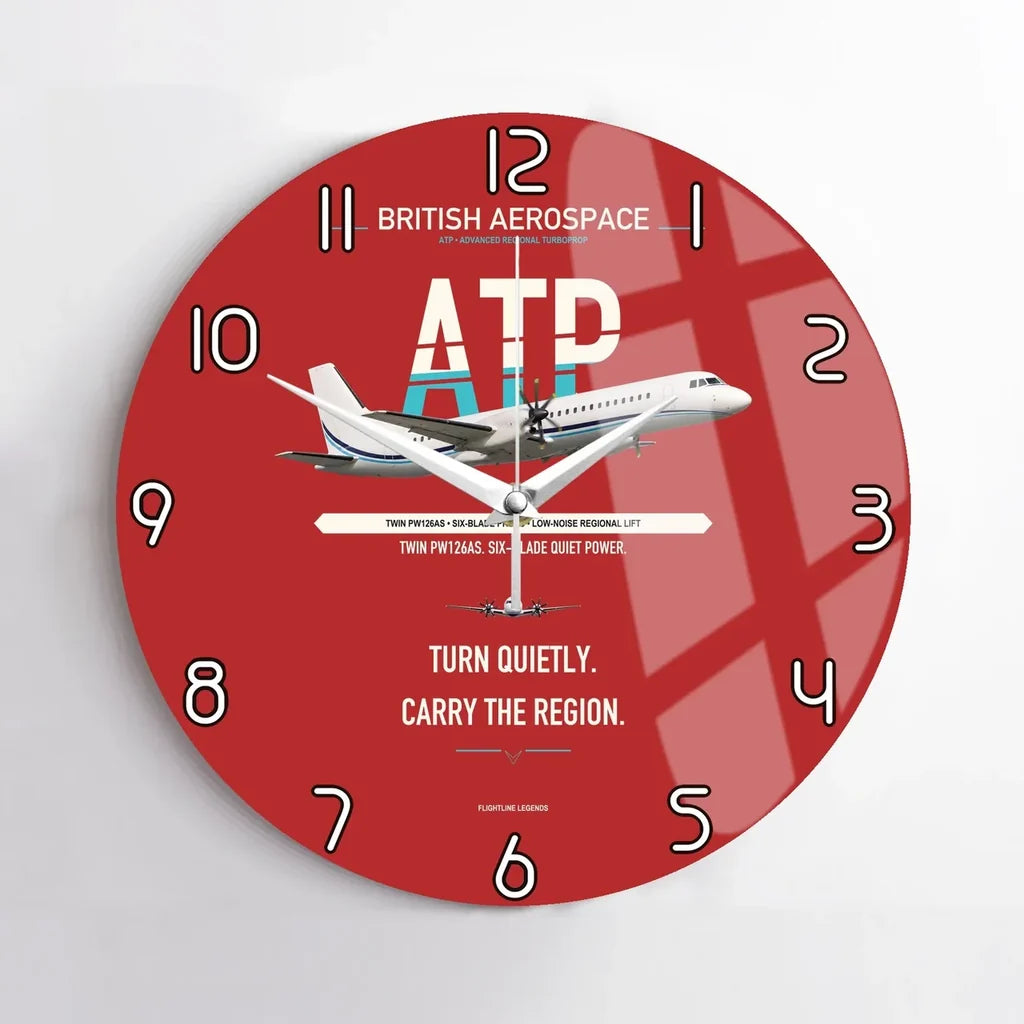 British Aerospace ATP design on red no frame wall clock