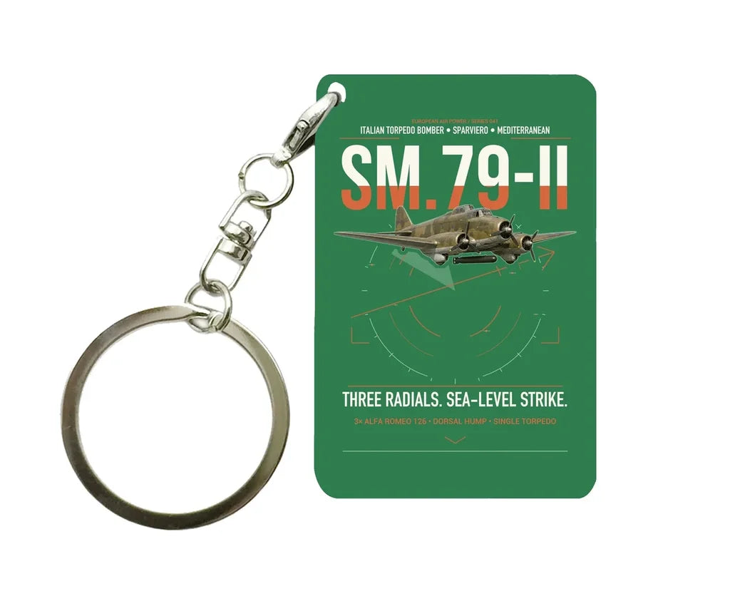 Savoia-Marchetti SM.79-II Sparviero design on green designed key chain, double-side print