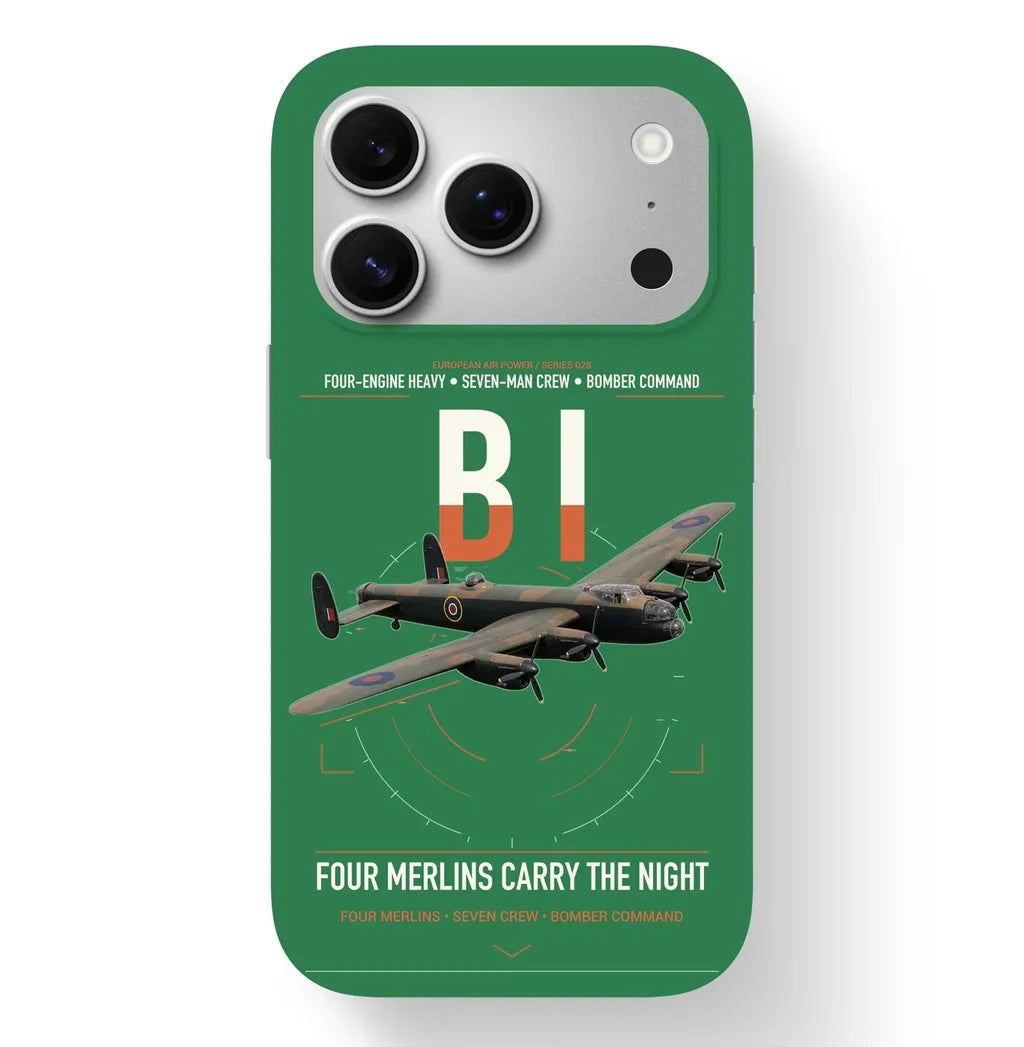 Avro Lancaster B I design on green magsafe iphone case, for iPhone 17 Pro