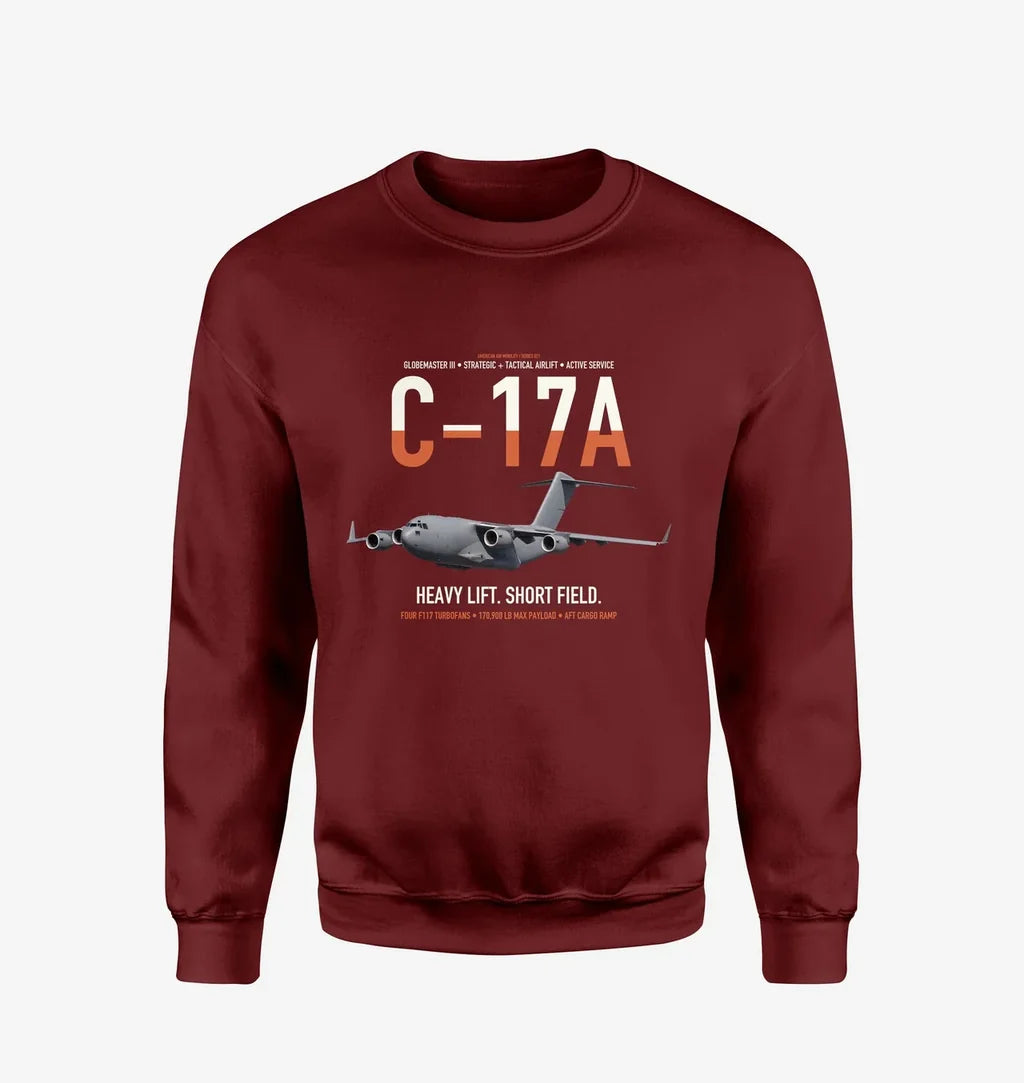 C-17A Globemaster III design on wine red sweatshirt